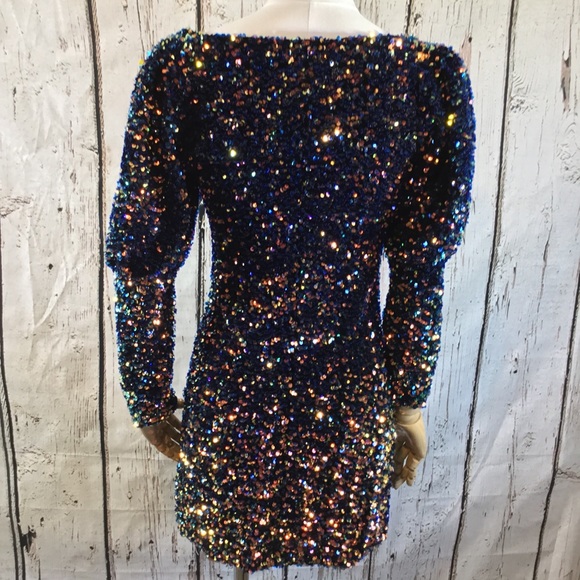 Zara Puff Sleeve Sequins Mini Dress SMALL EUC - Picture 9 of 14